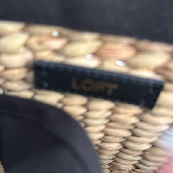 Loft  Brand new with Tags Black and straw Tote Bag with Woven Design - Picture 4 of 5